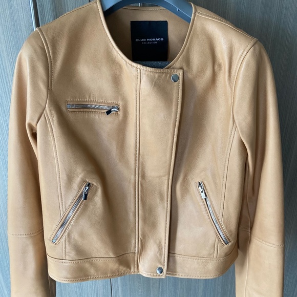 Club Monaco Leather Jacket - Camel - Picture 1 of 5